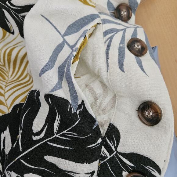 FATE Never Forget dress S linen blend Cut Out Back Lined Pockets Button Accents - Picture 7 of 11